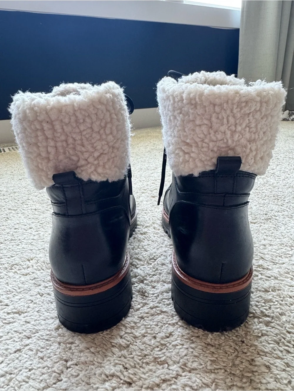 Marc Fisher Isabel Leather Sherpa Boots Size 10